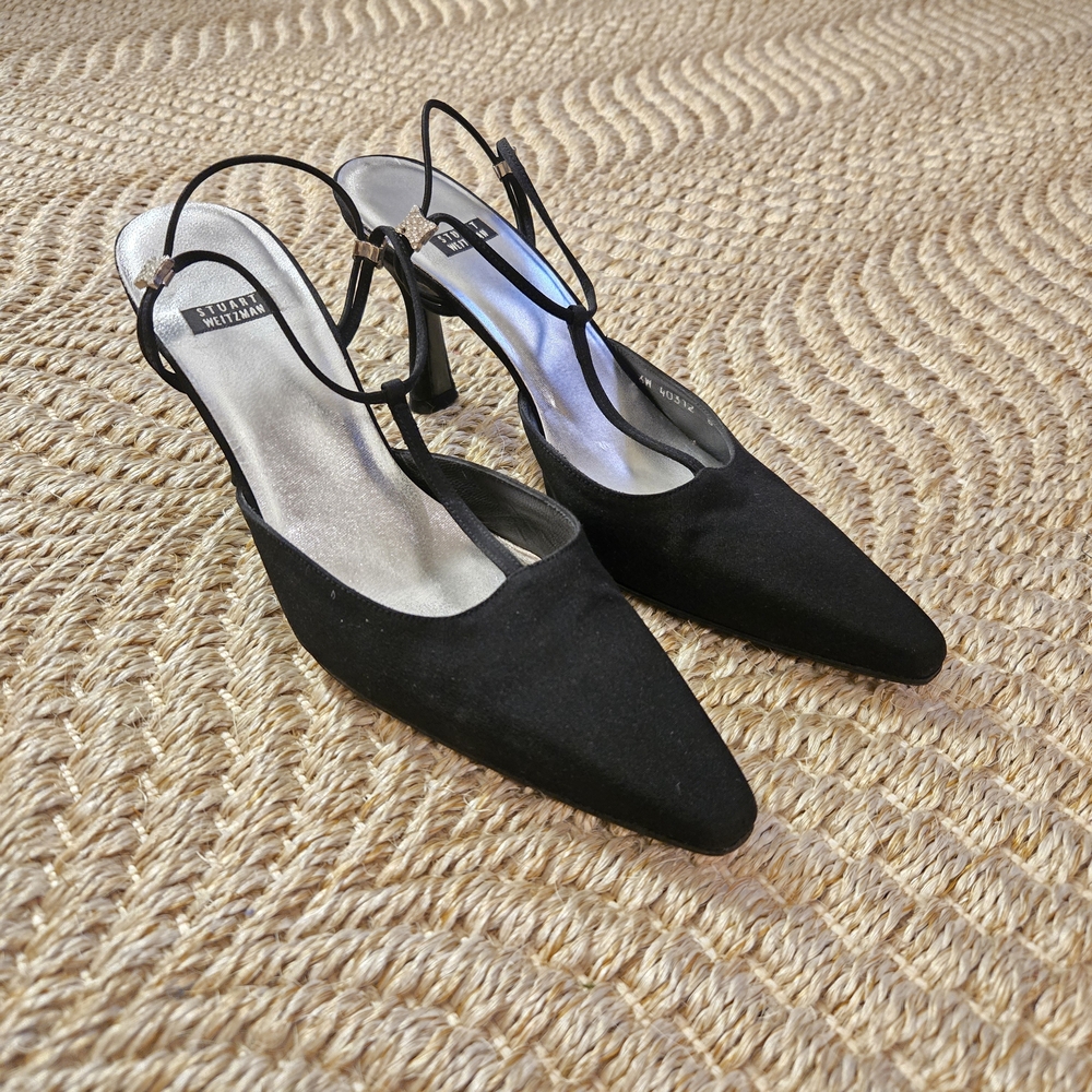 Stuart Weitzman Black Slingback Heels 8AA